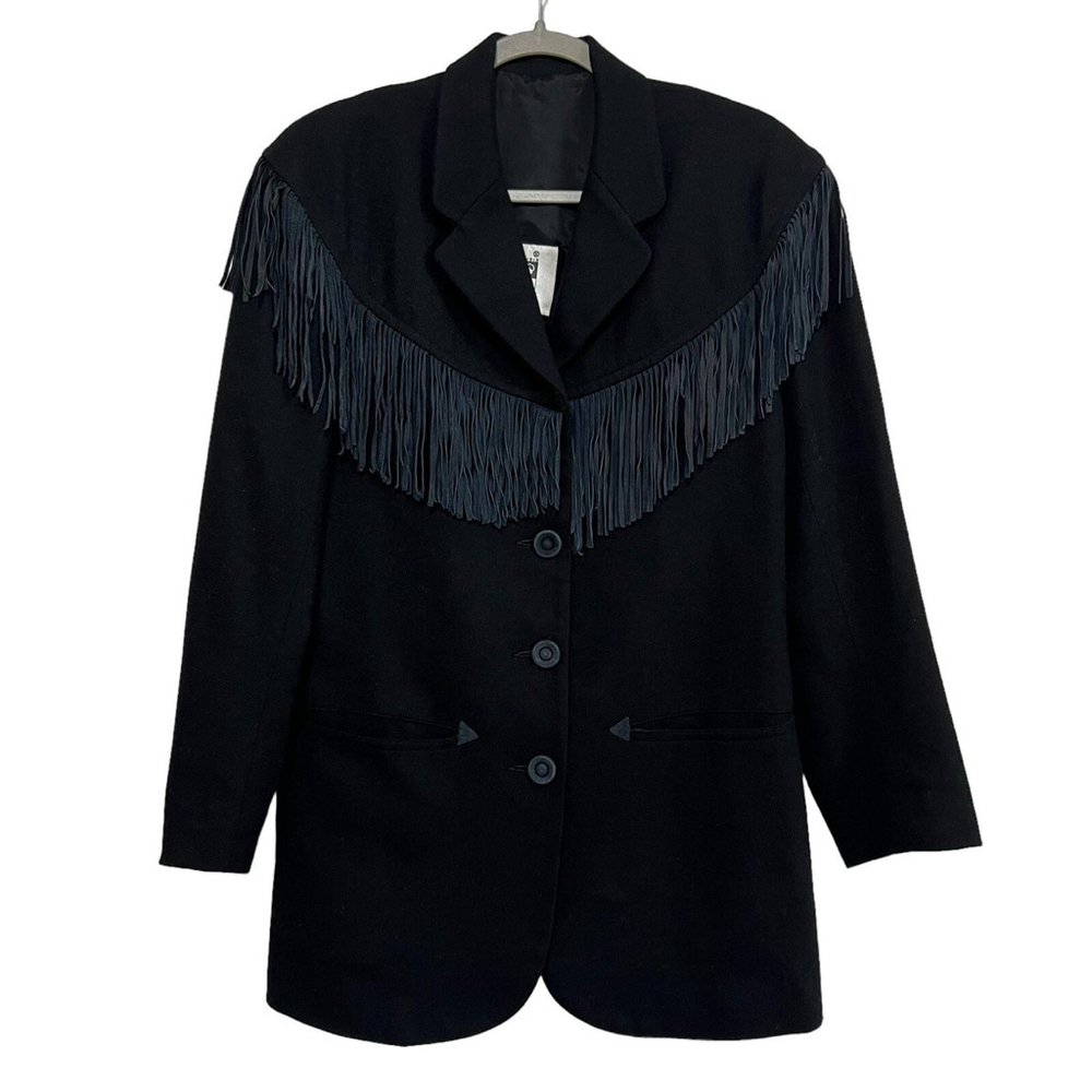 MAX STUDIO | Black Fringe Blazer Jacket Size 10